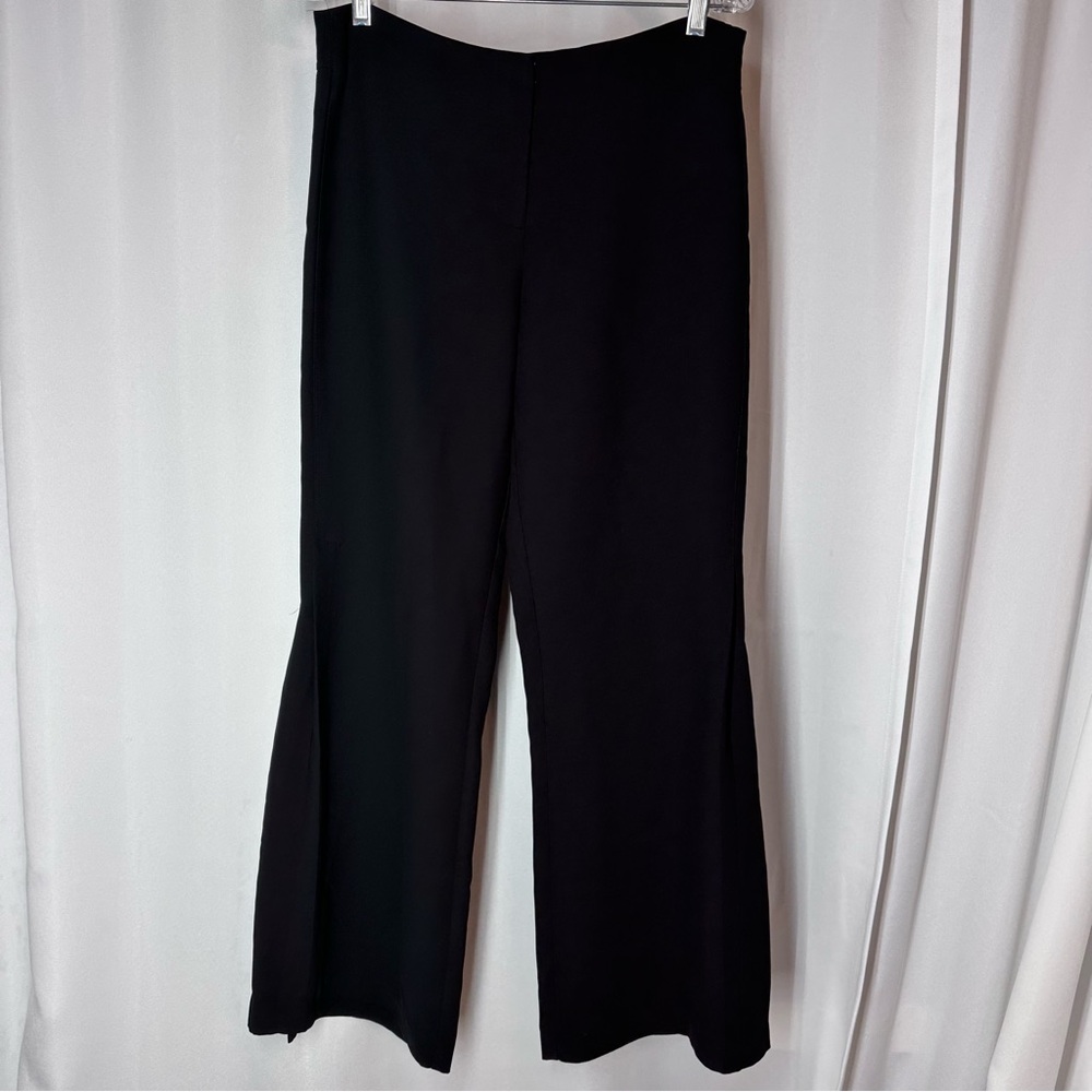 Vtg Y2K Cache Black Wide Leg Flare Pants Sz 10 Long Split‎ Hem Black USA Made